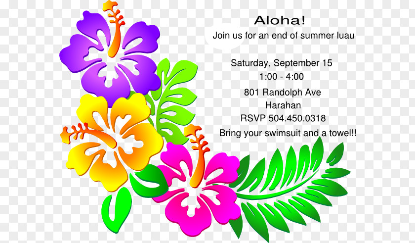 Invitation Party Hawaii Flower Rosemallows Clip Art PNG