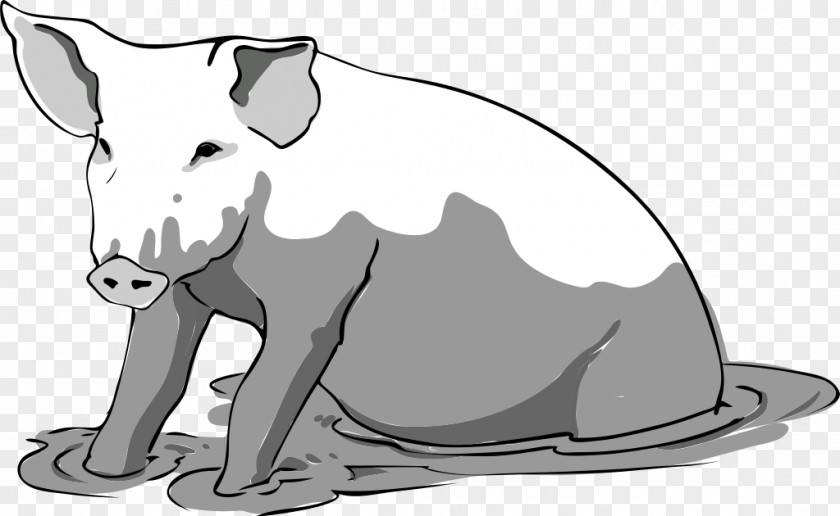 Mud Large White Pig Clip Art PNG