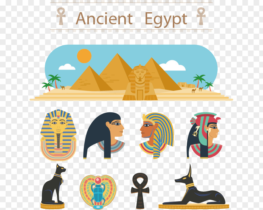 Egypt Cartoon Elements Egyptian Pyramids Ancient Deities PNG