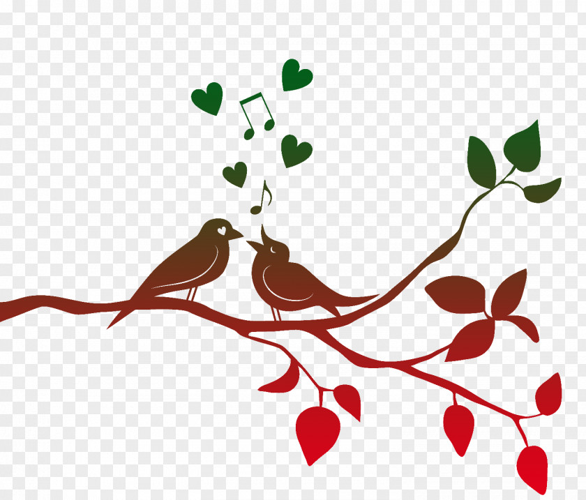 A Bird In Love Branch Tree Adhesive Paper Partition Wall PNG