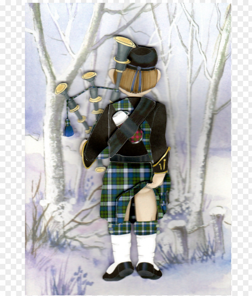 Bagpiper Whiskey Christmas Snow Shelf PNG