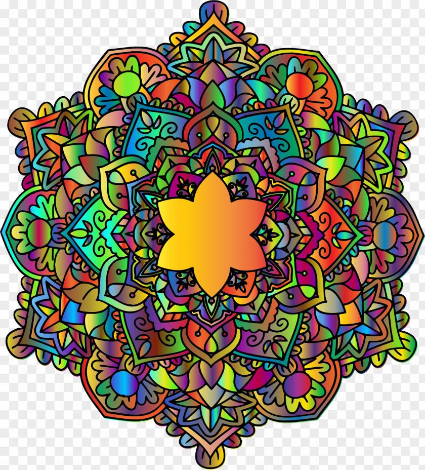 Small Flower Mandala Coloring Book Clip Art PNG