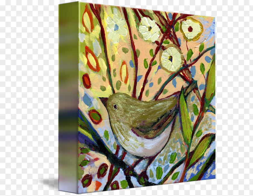 Bird Floral Design Giclée Printmaking Modern Art PNG