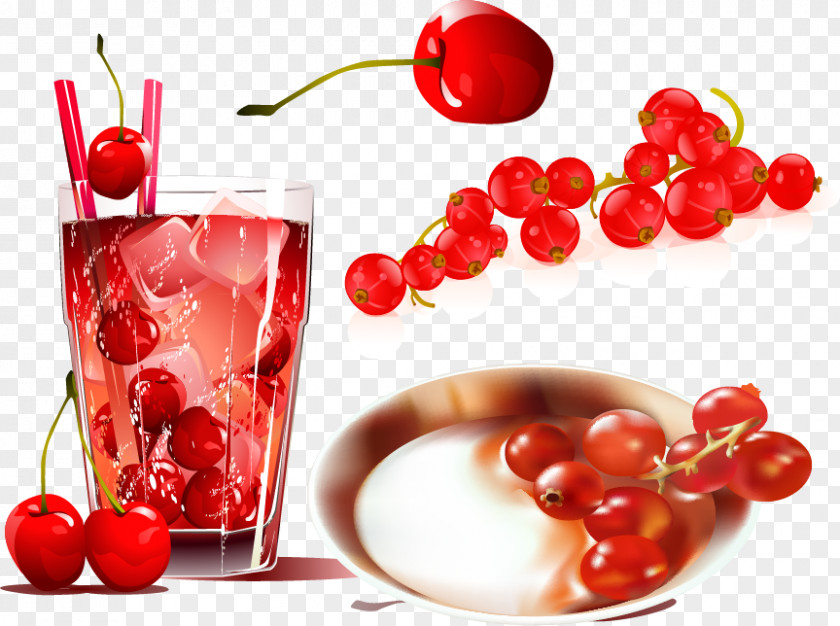 Cherry Vector Material Orange Juice Fruit PNG