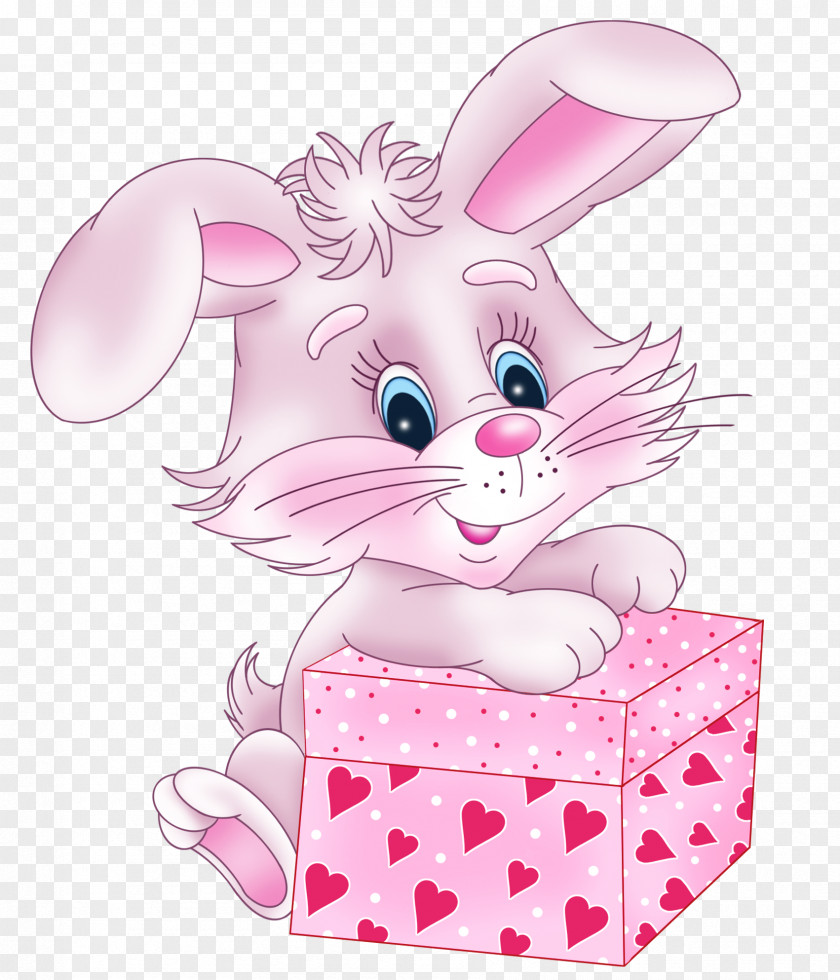 Cute Bunny With Valentine Gift Box PNG Clipart Picture Valentine's Day Rabbit Cuteness Clip Art PNG