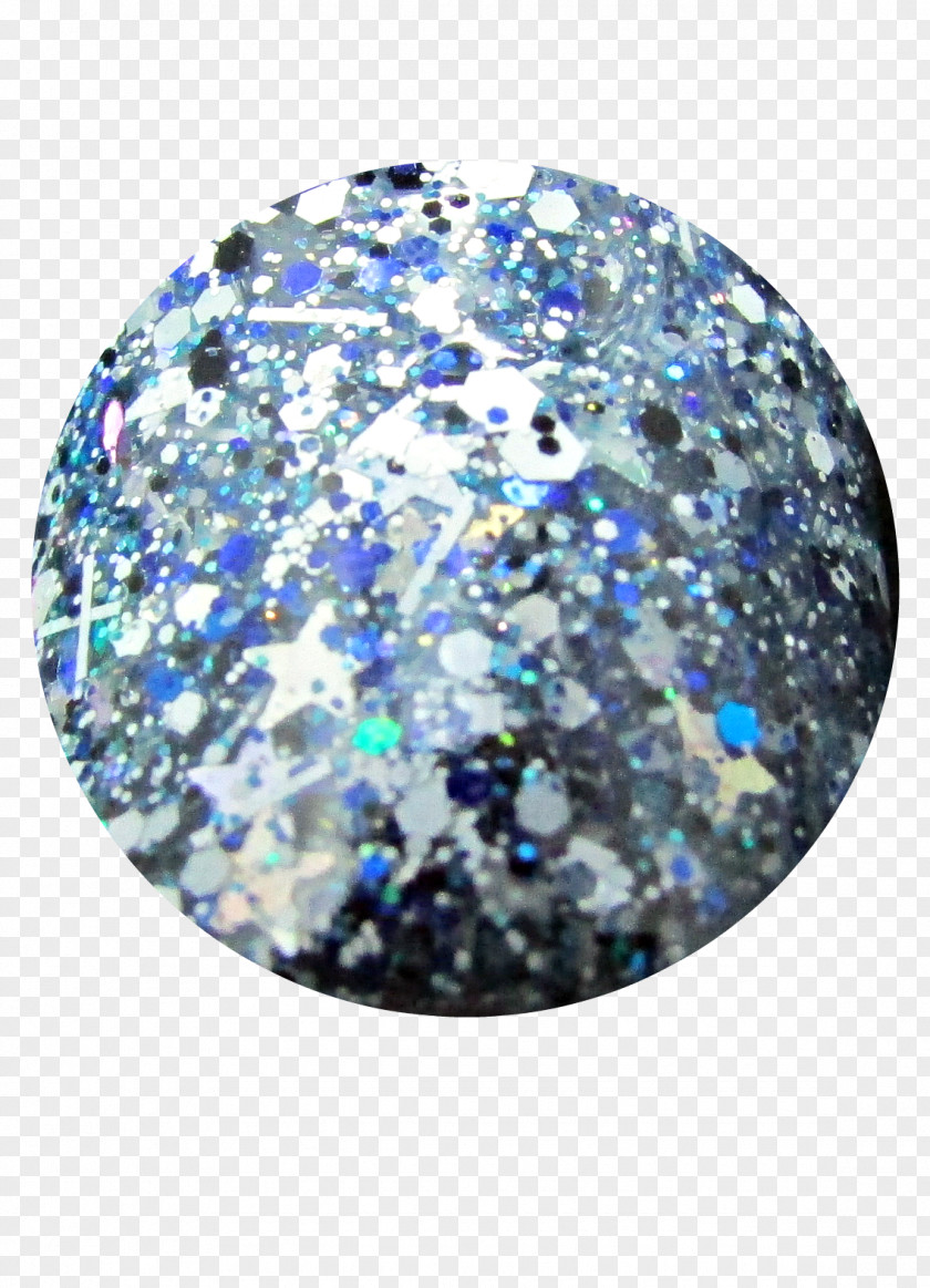 Silver Glitter Cobalt Blue Gemstone Bead PNG