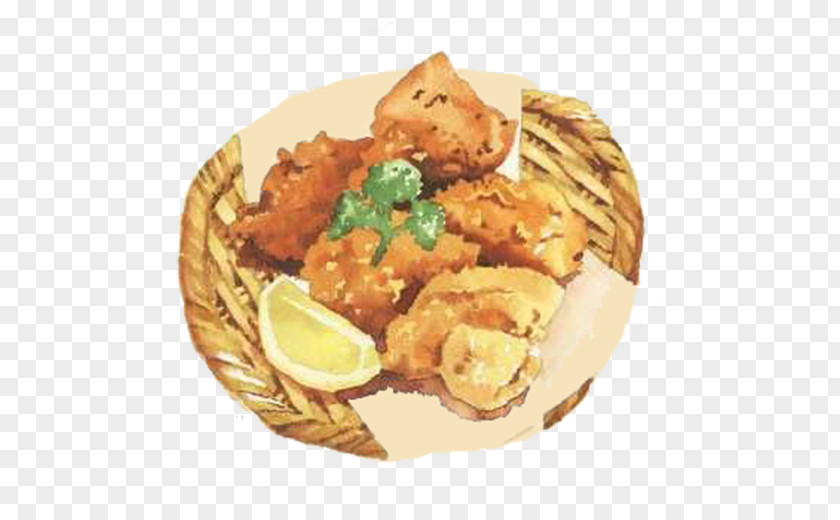 Cartoon Fried Meat And Karaage Chicken Buffalo Wing Food Watercolor Painting PNG