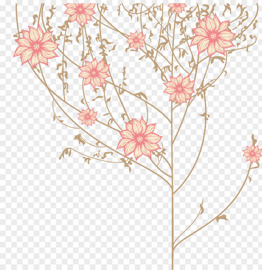 Vector Floral Trees Design Motif PNG