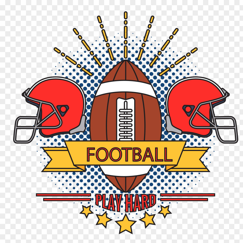 Vector Hand-painted American Football Badge PNG