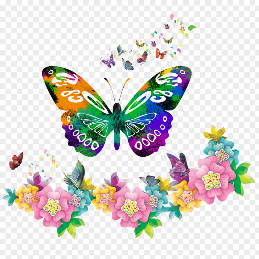 Colorful Butterfly Paper Poster PNG