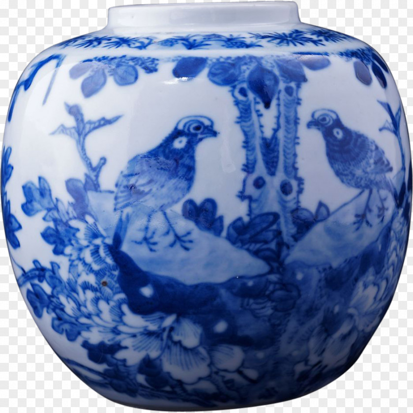 Hand-painted Birds Chinese Ceramics Porcelain Blue And White Pottery 20th Century PNG