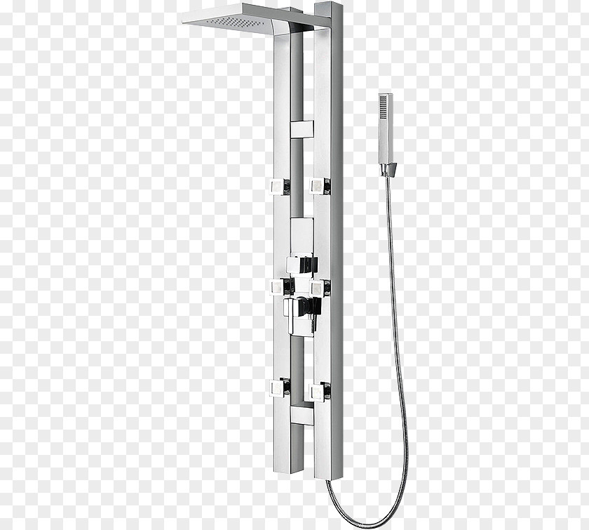 Massage Head Tap Shower Room Brushed Metal Thermostat PNG