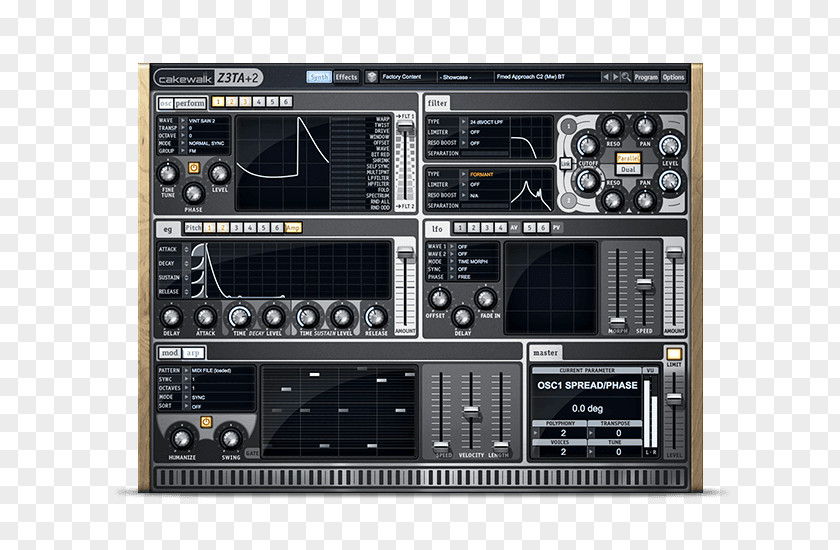 Polyphony Cakewalk Virtual Studio Technology Waveshaper Sound Synthesizers Software Synthesizer PNG