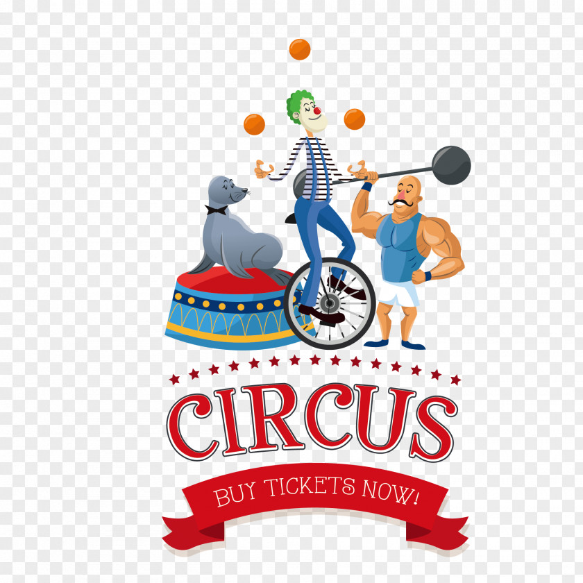 Vector Clown Riding Circus Cartoon Illustration PNG