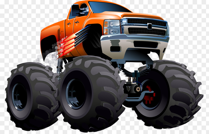 Car Tire On Pickup Truck Cartoon Monster PNG