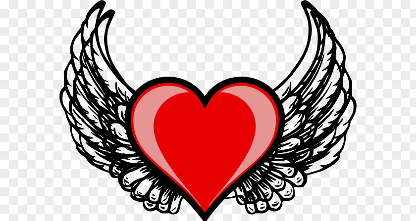 Hearts With Wings Heart Drawing Clip Art PNG