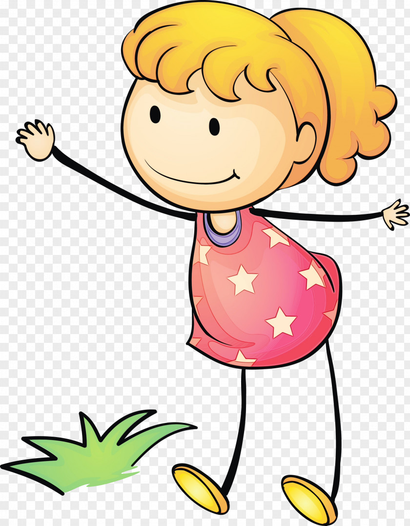 Flower Cartoon Yellow Line Happiness PNG