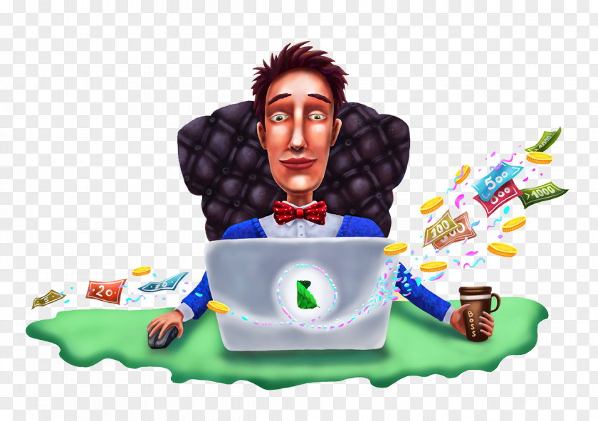 Painted Look At The Computer Man Graphics Download PNG