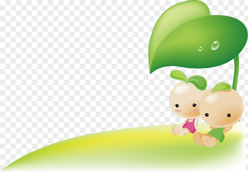 Green Leaves Under The Shade Of Dolls Cartoon Wallpaper PNG