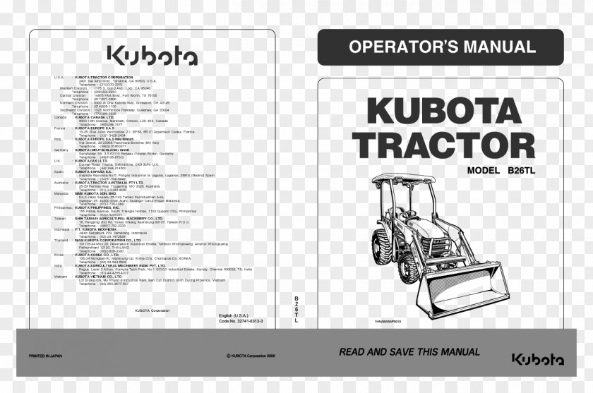 Tractor Backhoe Loader Kubota Corporation PNG