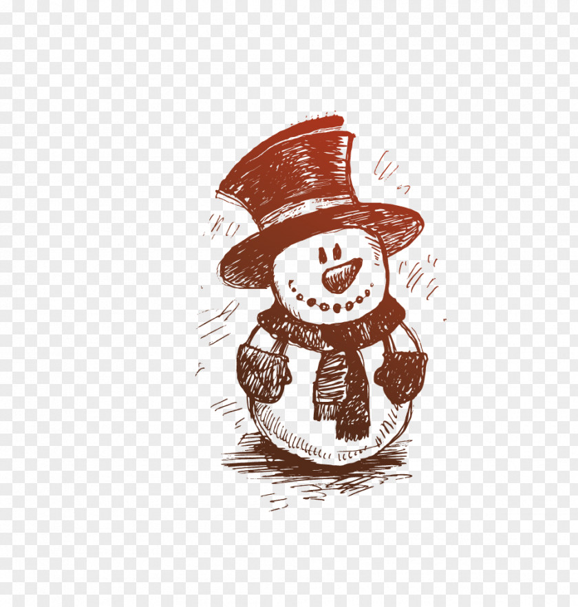 Hand Drawn Snowman Brush Drawing Christmas Ornament Tree PNG