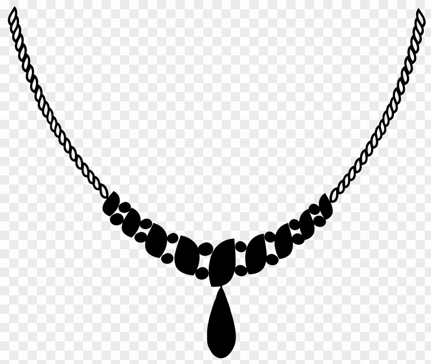 M Chain Jewellery Necklace Bead Black & White PNG