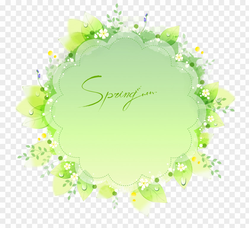 Green Floral Text Box Vector Material Circle PNG