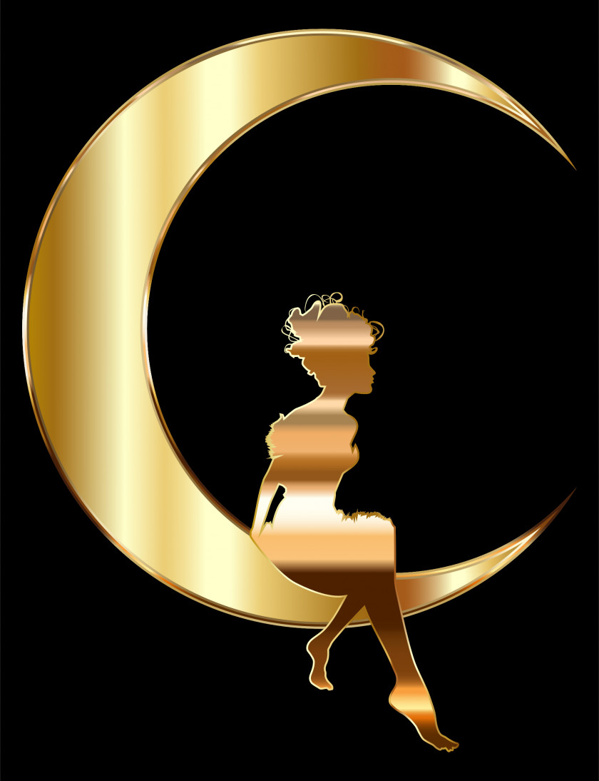 Silhouette Moon Lunar Phase Female Clip Art PNG