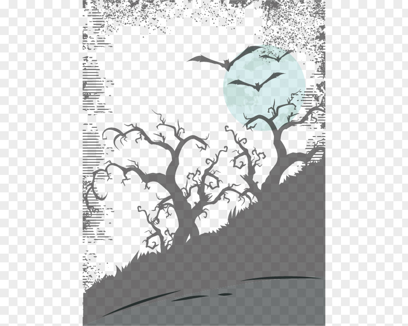Withered Bat Night Graphic Design Poster Halloween PNG