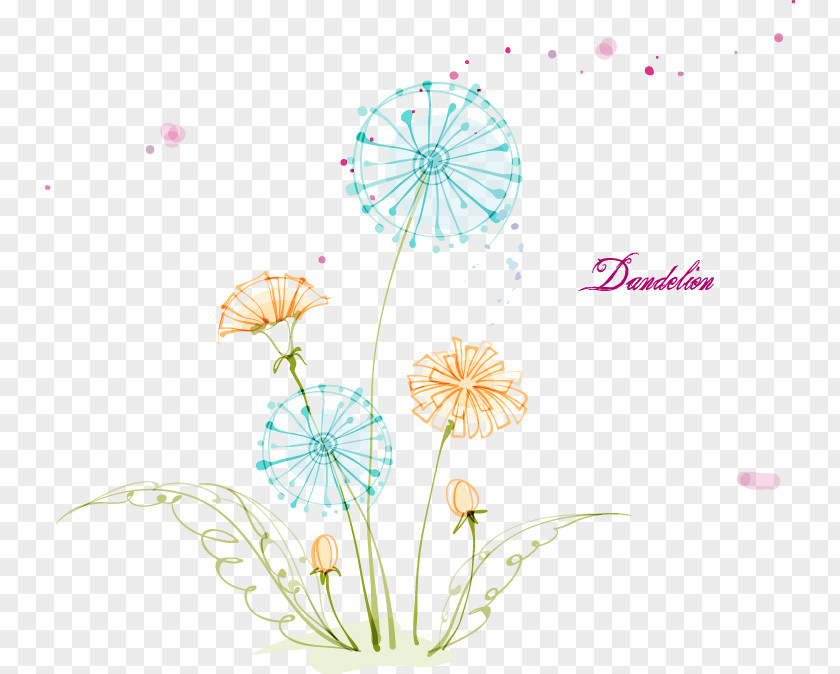 Flying Dandelion Creative Drawing Watercolor Painting Colored Pencil Illustration PNG