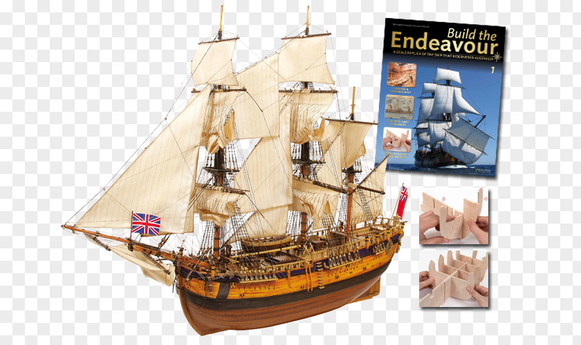 Captain Ship Model HMS Endeavour Barque Scale Models Brigantine PNG