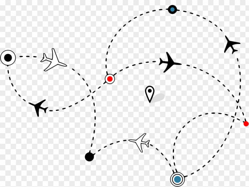 Schematic Diagram Of The Dotted Line Flight Airplane Air Travel Airline Clip Art PNG