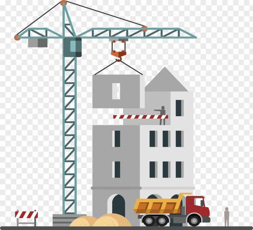 Site Transport Dump Truck Architectural Engineering Vector Building Illustration PNG