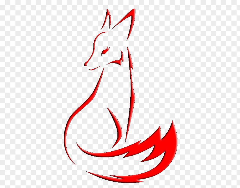 Red Fox Line Art White Cartoon Clip PNG