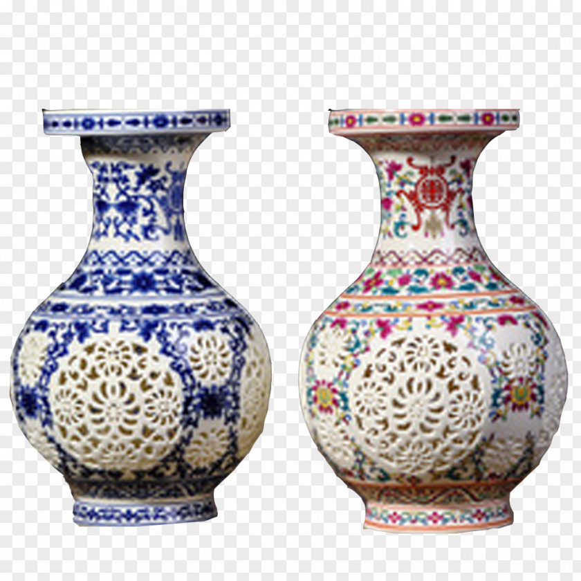Chinese Vase Jingdezhen Ceramic Decorative Arts Handicraft PNG