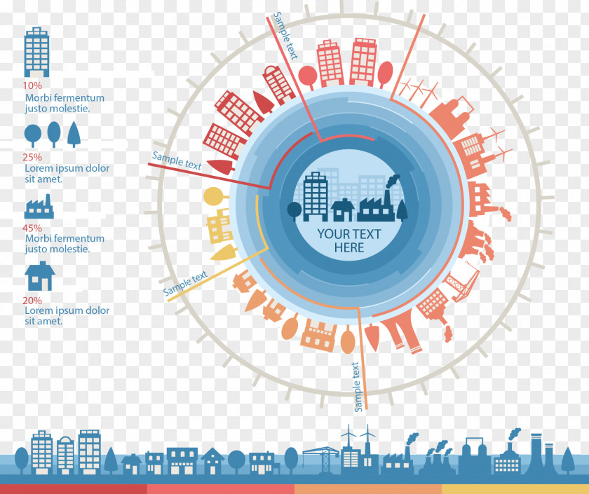 Vector Hand-painted City Ring Icon Surat Smart Cities Mission Business Infographic PNG