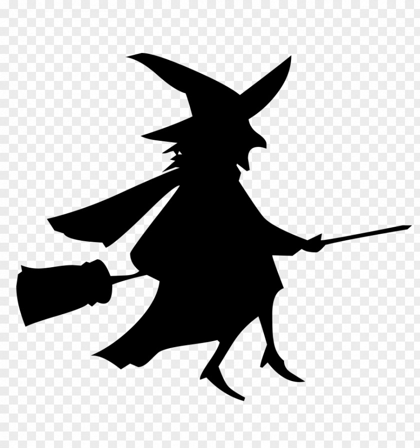 Witch Silhouette Broom Witchcraft Wall Decal PNG