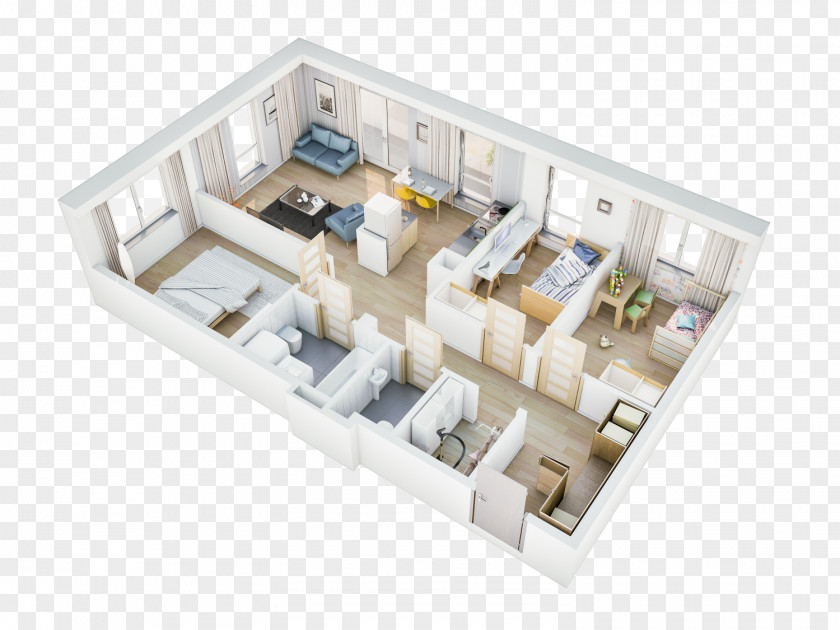 Land Developer 3D Floor Plan Apartment Room PNG