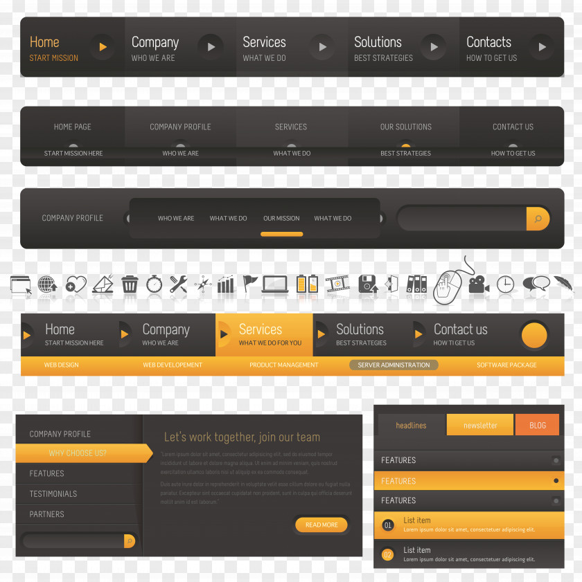 Vector Navigation Menu Web Design Website PNG