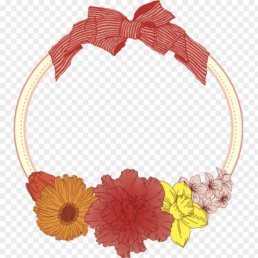 Bowknot Border Shoelace Knot Ribbon Wreath Headband Flower PNG