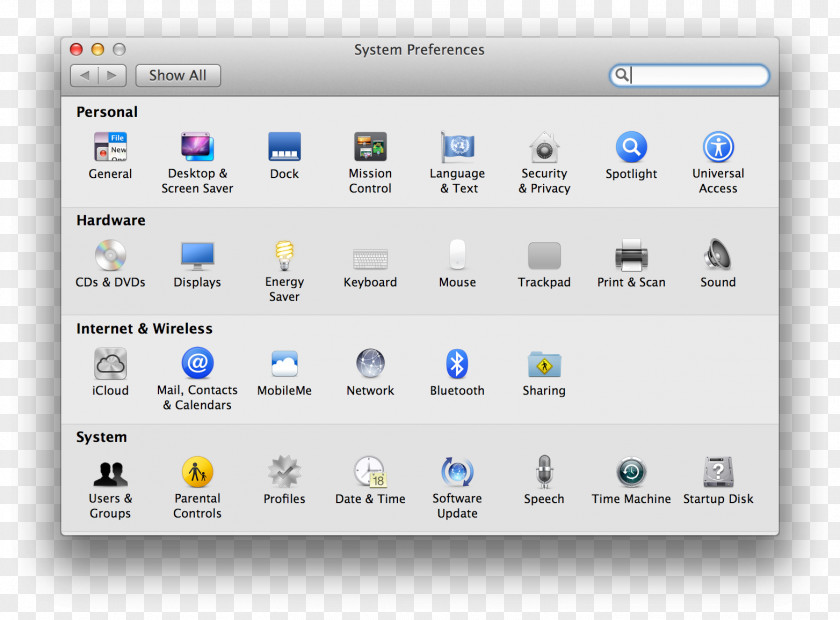 Preference Mac OS X Lion MacOS Mountain System Preferences PNG