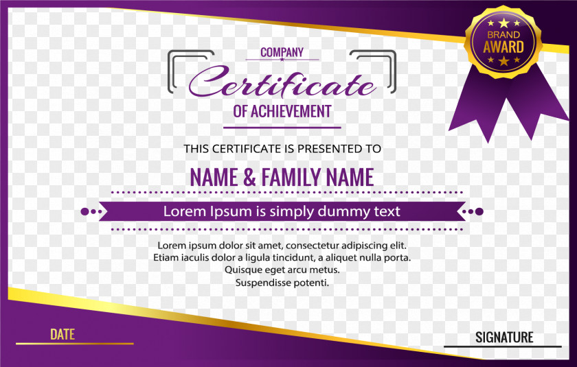 Purple Certificate Of Eligibility Academic Template PNG