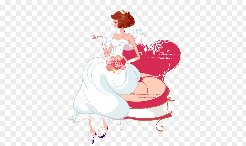 The Bride On Sofa Marriage Wedding Photography Stock Illustration PNG
