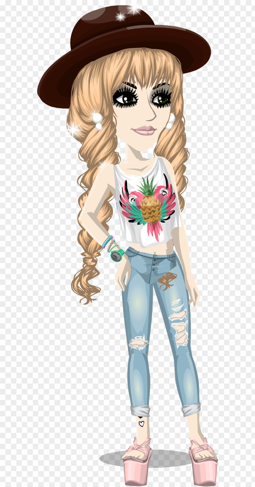 CowGirls Brown Hair Cartoon Headgear Character PNG