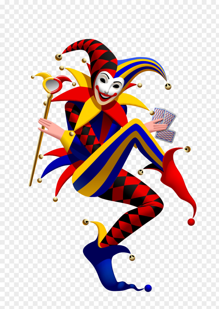 Vector Funny Clown Joker Playing Card Suit Spades PNG