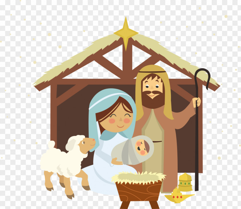 Vector Jesus With A Woman Christmas Novena Of Aguinaldos Nativity Scene Manger PNG