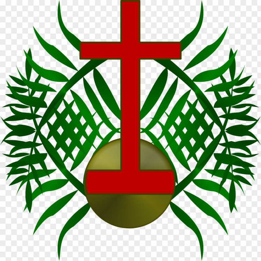 Green Bamboo Leaves Palm Sunday Wish Holy Week Greeting Illustration PNG