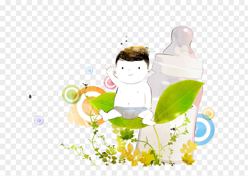 Hand-painted Baby Milk Cartoon Illustration PNG