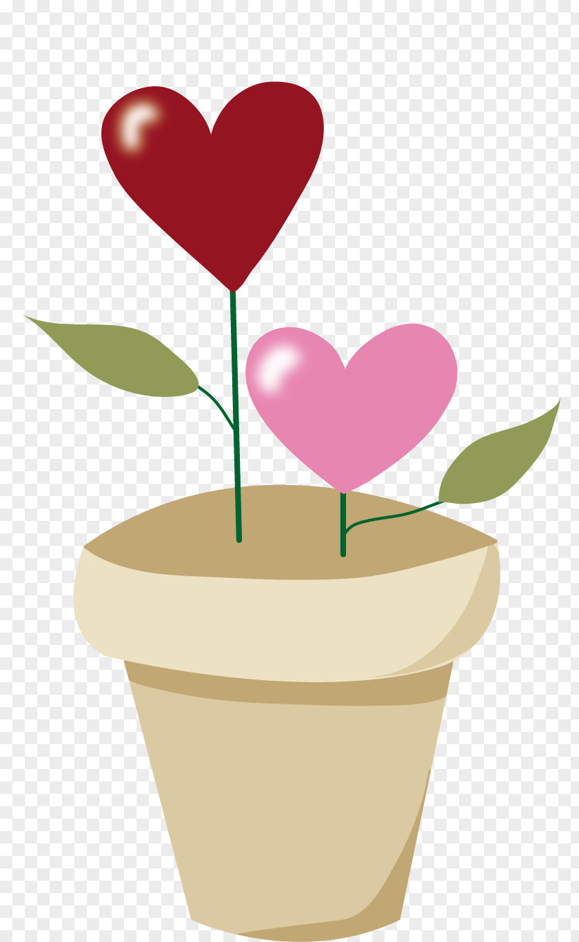 Valentines Day Party Flowerpot Petal Heart Clip Art PNG