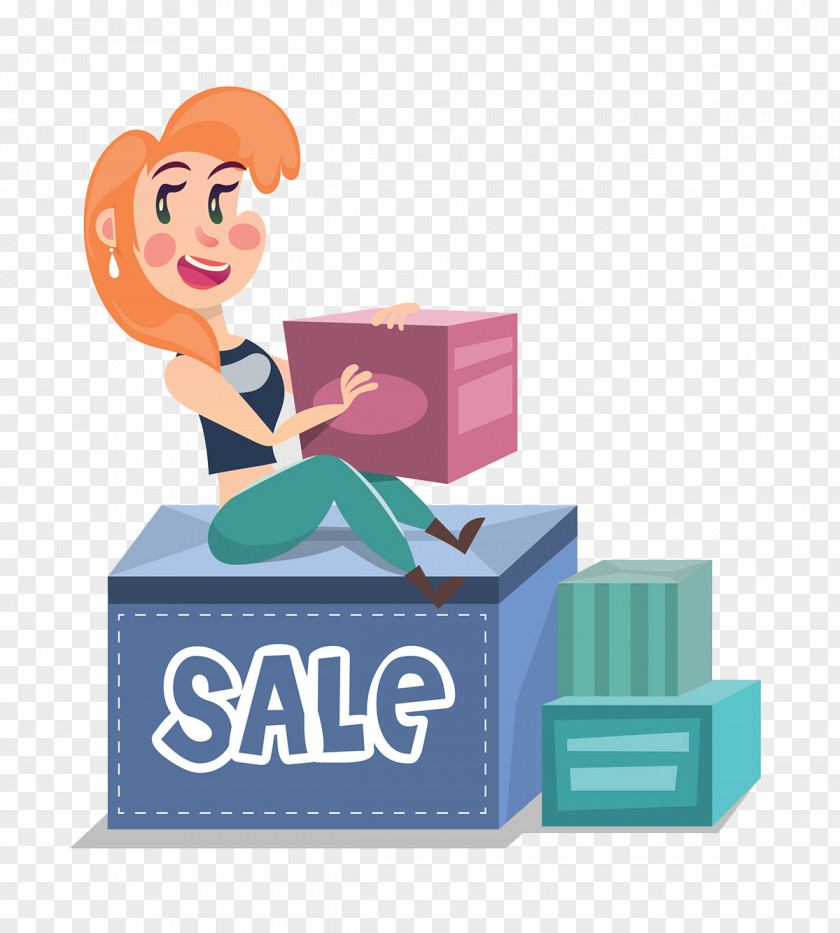 Woman Box Promotion Tag PNG